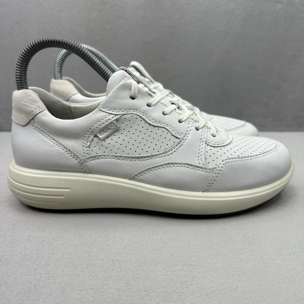 Womens Size 6 / EU 37 ECCO Soft 7‎ Runner Shoes White Leather Lace-Up Sneakers